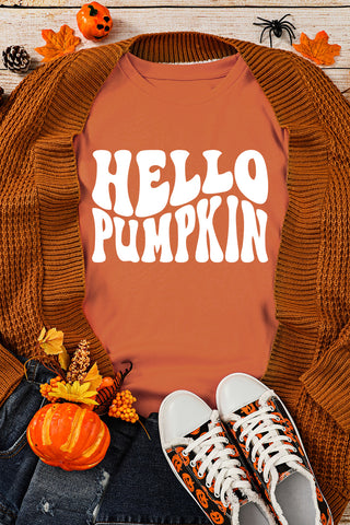 Orange Halloween 'Hello Pumpkin' Drop Shoulder Sweatshirt