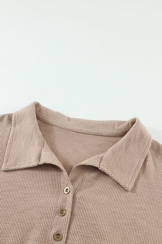 Long Sleeve Sweatshirt Button Front & Collar - 3 Colors