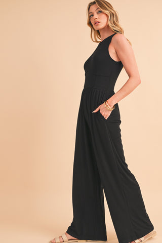 Sleeveless High Waist Wide Leg Jumpsuit - 3 Colors