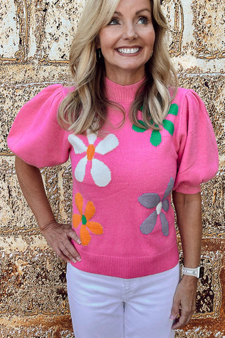 60s Flower Power Short Sleeve Knit