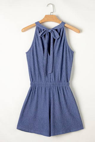 Blue Crinkle Textured Romper Halter Neck