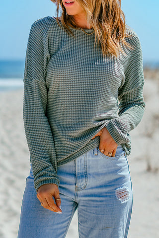 Waffle Knit Long Sleeve Top - 3 Colors