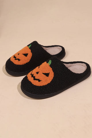 Halloween Pumpkin Plush Slippers - 2 Colors