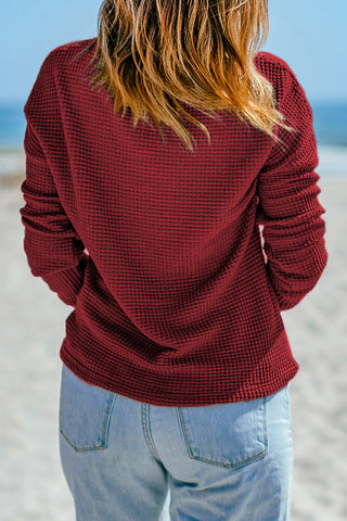 Waffle Knit Long Sleeve Top - 3 Colors