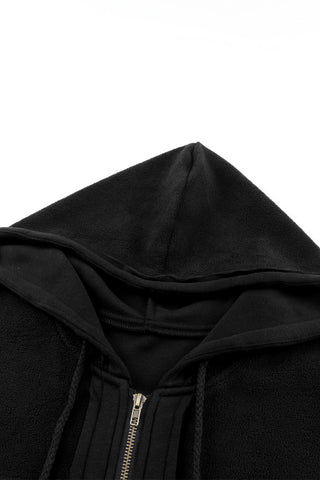 Zip Up Hoodie Flap Pockets Bishop Sleeves - 5 Colors