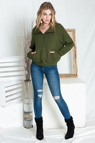 Pullover High Neck Zip Front - 3 Colors