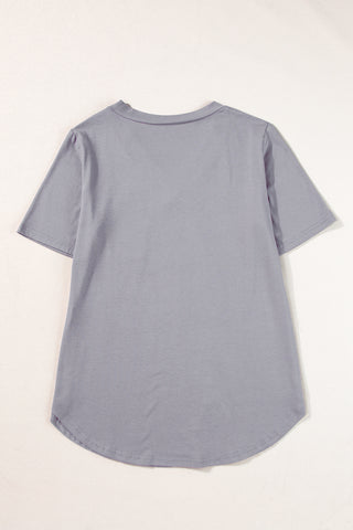 V Neck T Shirt with Rounded Hem & Pockets - 2 Colors