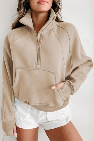 HIgh Collar Zip Front Pullover Thumbhole Sleeves - 9 Colors