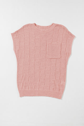 Textured Knit Top with Chest Pocket - 4 Colors