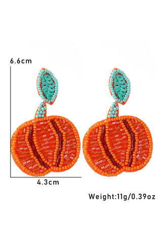 Orange Halloween Pumpkin Beaded Drop Earrings