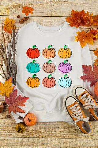 White Halloween Pumpkins Sweatshirt