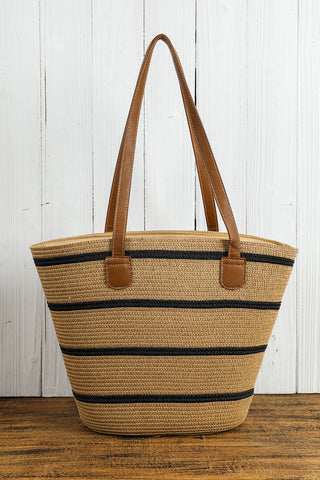 Woven Striped Tote with Handles