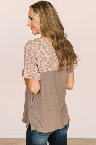 Leopard Print Colorblock T Shirt