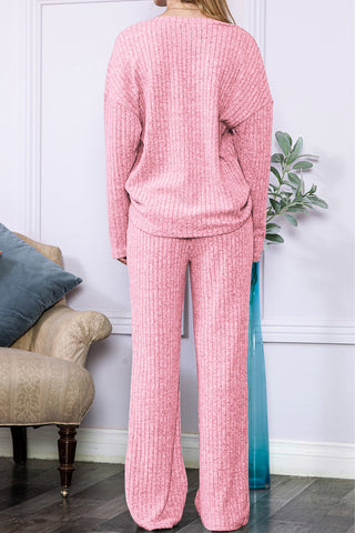 Ribbed Knit Loungewear Set - 4 Colors