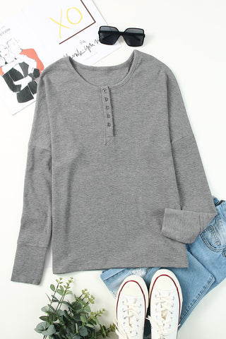 Casual Waffle Knit Henley Top - 4 Colors