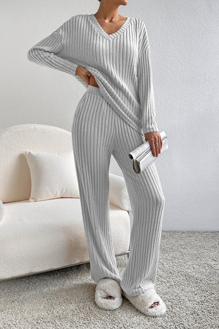 Ribbed Knit Loungewear Set - 4 Colors