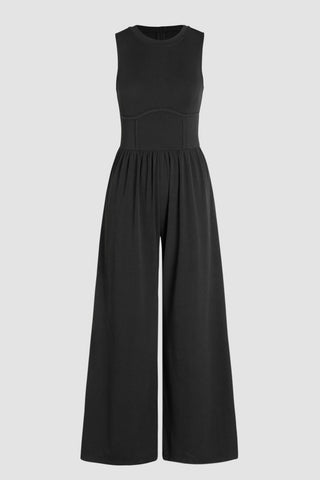 Sleeveless High Waist Wide Leg Jumpsuit - 3 Colors