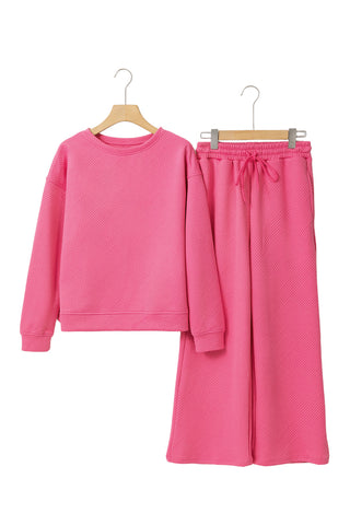 Textured Slouchy Pants Set - 7 Colors