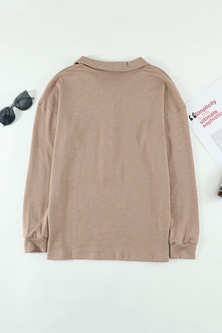 Long Sleeve Sweatshirt Button Front & Collar - 3 Colors