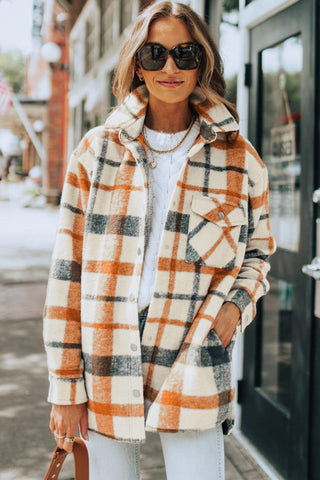 Orange Black Plaid Shacket