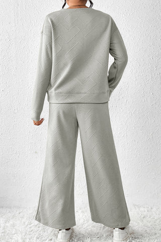 Textured Slouchy Pants Set - 7 Colors