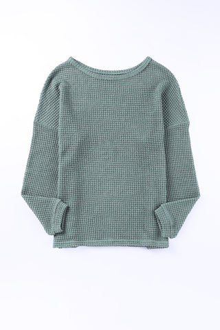 Waffle Knit Long Sleeve Top - 3 Colors