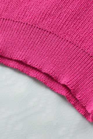 Hot Pink Cropped Knit Tank