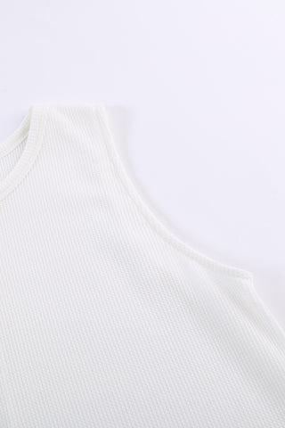 Waffle Tank Top with Crew Neck