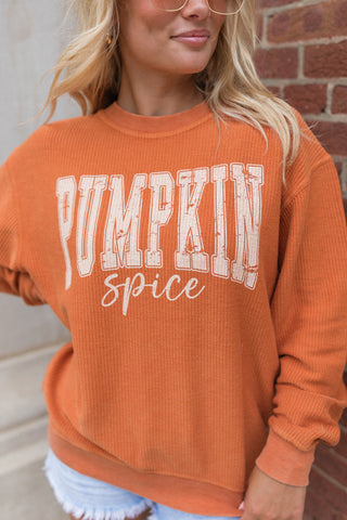 Orange Ribbed 'Pumpkin Spice' Sweatshirt