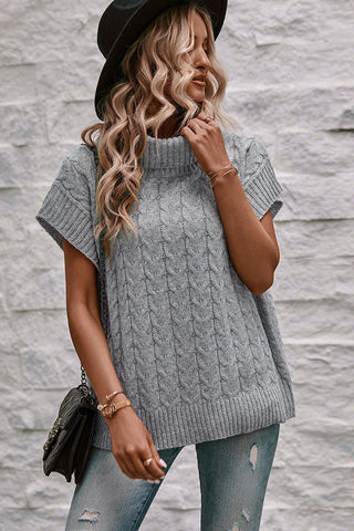 Turtleneck Cable Knit Short Dolman Sleeves - 2 Colors