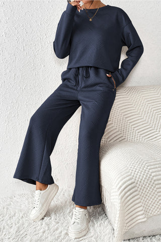 Textured Slouchy Pants Set - 7 Colors