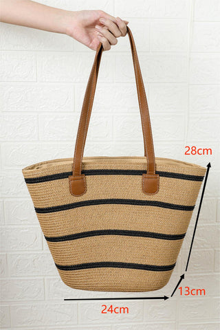 Woven Striped Tote with Handles