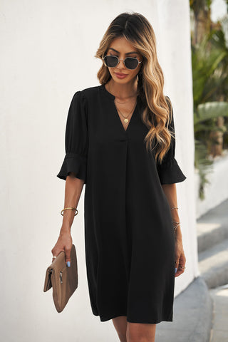 Black Short Sleeve Tunic Dress