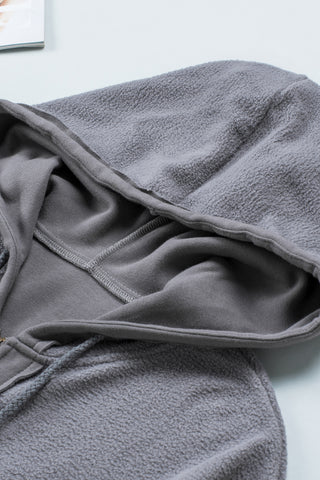 Zip Up Hoodie Flap Pockets Bishop Sleeves - 5 Colors