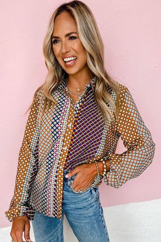 Multicolor Dot Print Long Sleeve Shirt