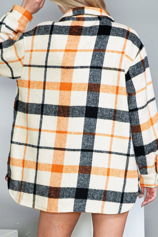 Orange Black Plaid Shacket