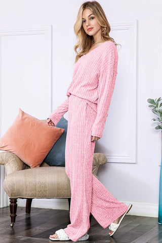 Ribbed Knit Loungewear Set - 4 Colors