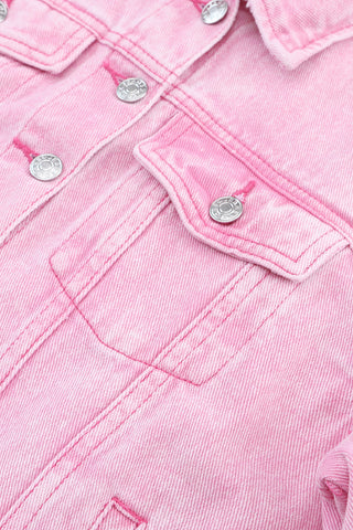 Pink Denim Jacket with Light Acid Wash