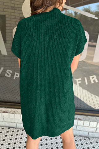 Ribbed Knit Loose Fit Short Sleeve Sweater Dress - 4 Colors