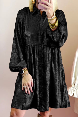 Metallic Sheen Shirt Dress - 3 Colors