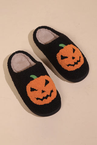 Halloween Pumpkin Plush Slippers - 2 Colors