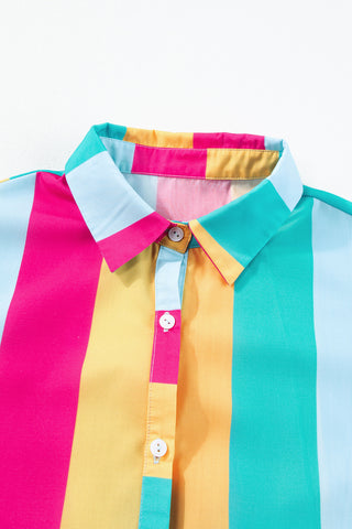 Multi Colorblock Short Sleeve Shirt Dress