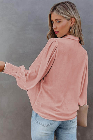 Long Sleeve Blouse with Pleats & Puff Sleeves - 3 Colors