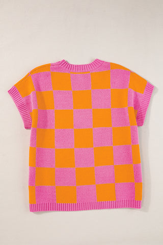 Pink & Orange Colorblock Knit Top