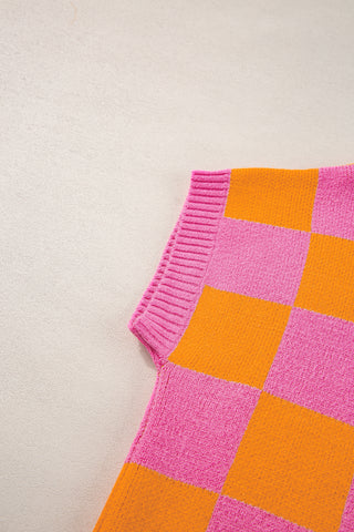 Pink & Orange Colorblock Knit Top