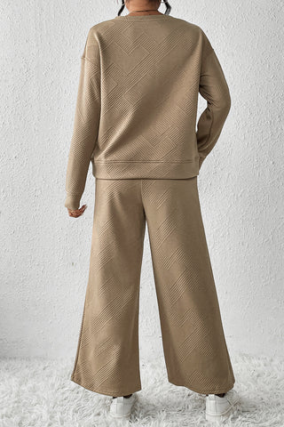 Textured Slouchy Pants Set - 7 Colors