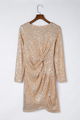 Beige Sequin Bodycon Dress